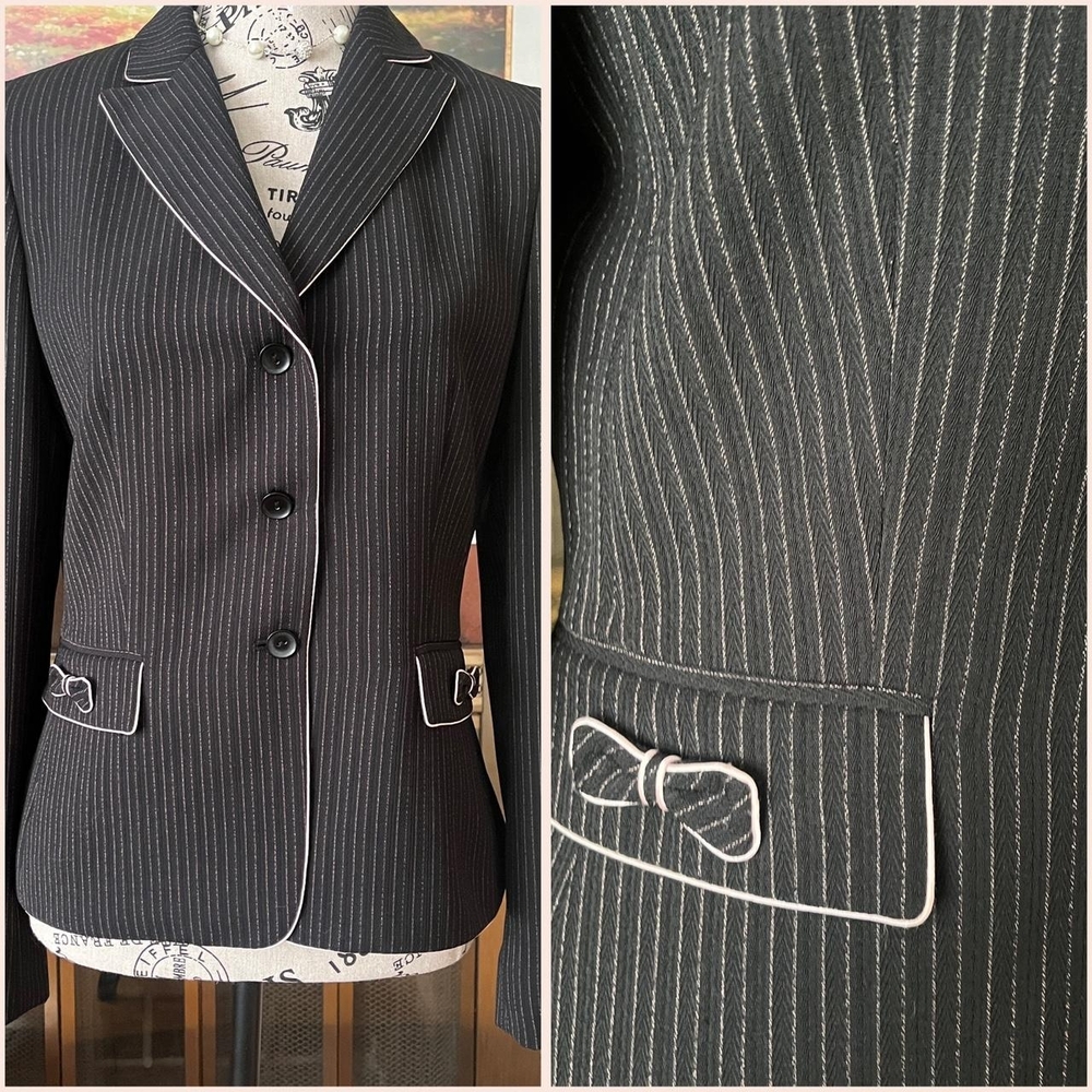 Women's Black Pinstripe Blazer